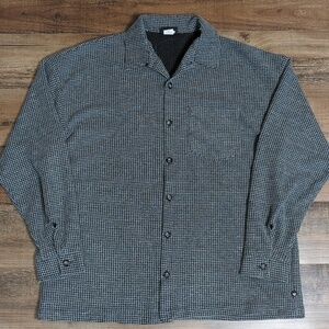Vintage Y2K Pacsun Waffle Print Button Down Shirt Size XL in Gray/Black